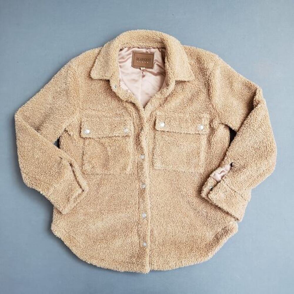 [BLANKNYC] Faux Fur Shacket Womens XS Tan Excellent Teddy Sherpa‎ Jacket